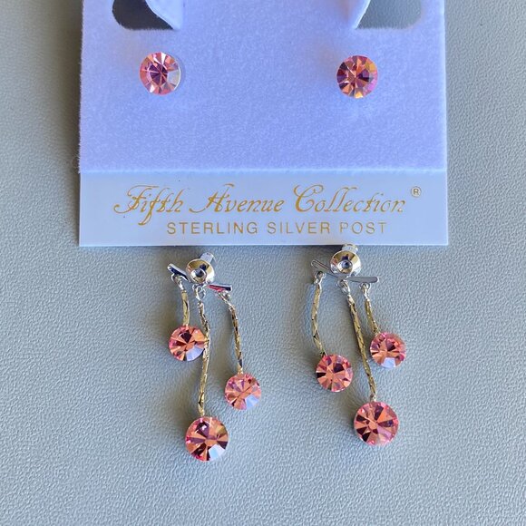 Fifth Avenue Triple Glitz Front & Back Crystal Earrings - Picture 3 of 8